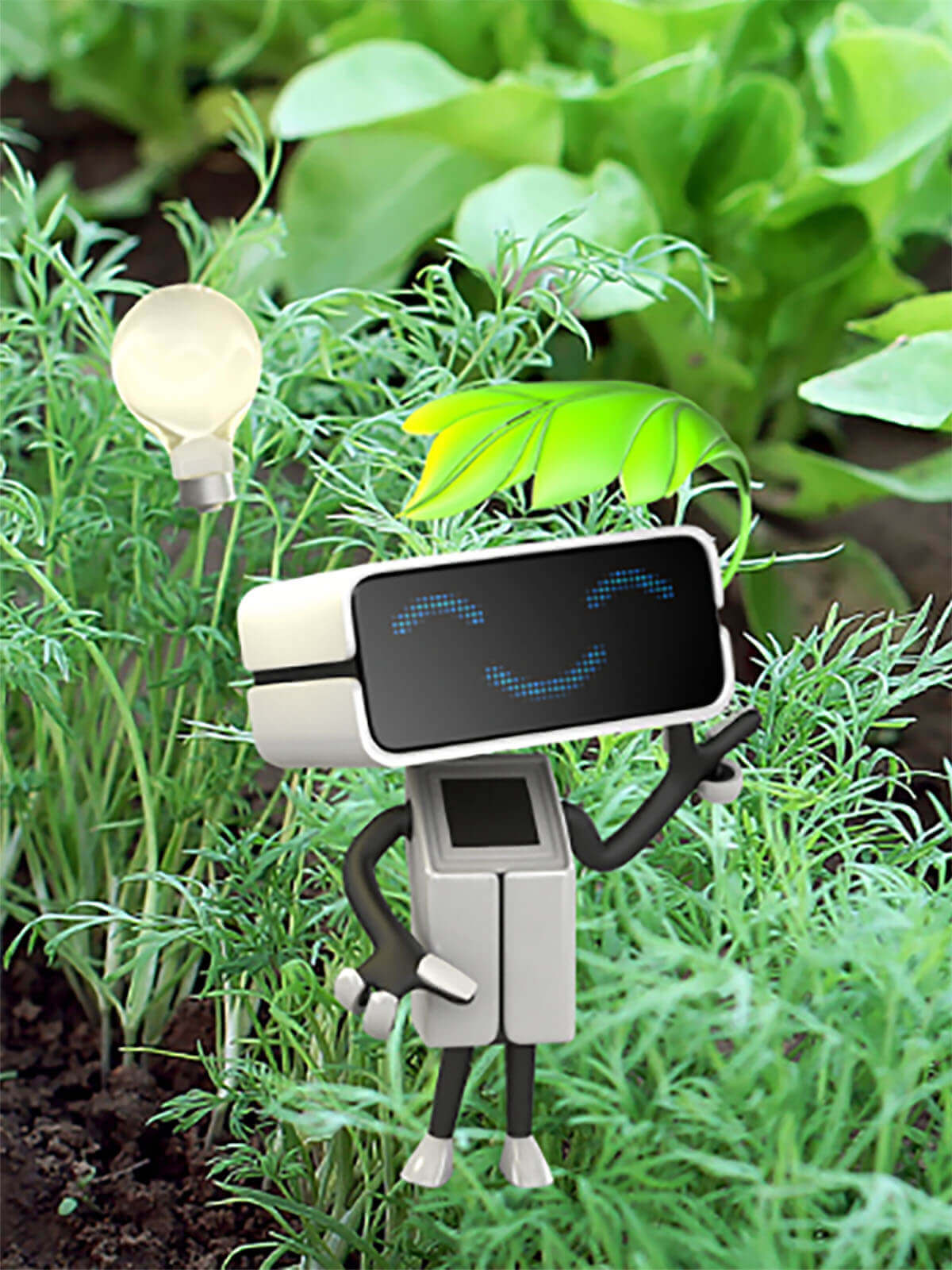 MIYO Figur im Gemüsebeet für nachhaltige Gartenbewirtschaftung