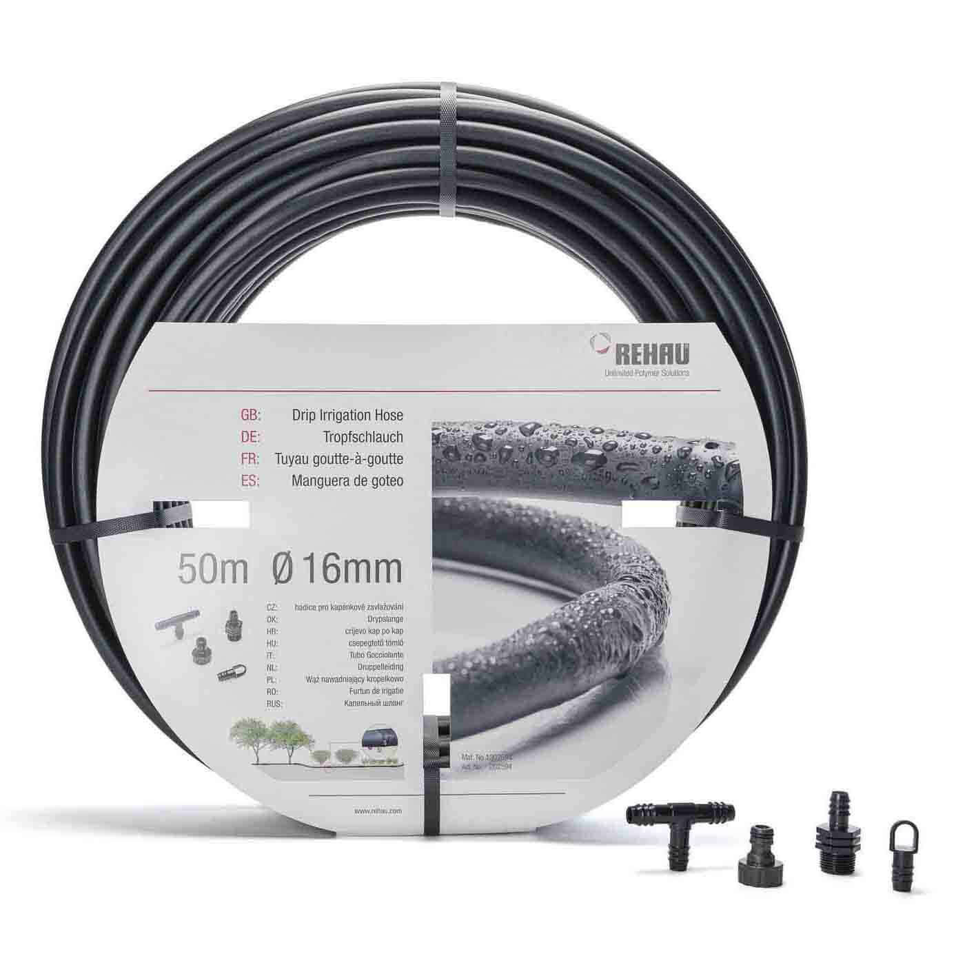 Rehau Tropfschlauch 16mm 50m inkl. Armaturen für unterirdische und oberirdische Verleung