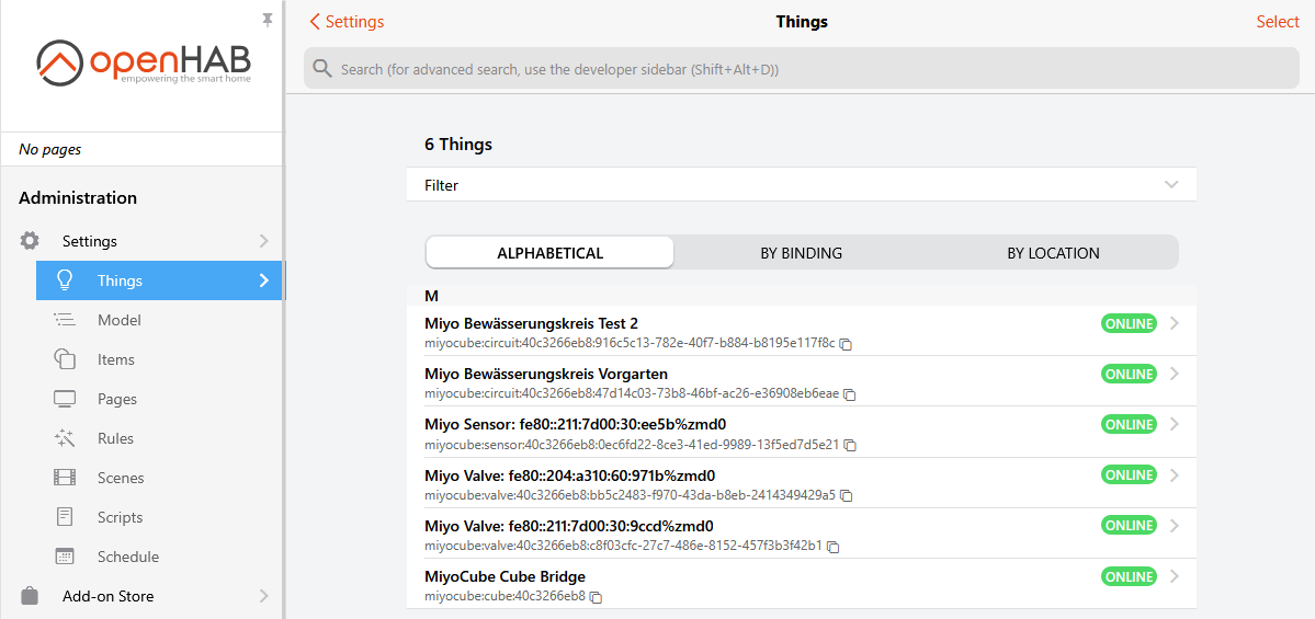 MIYO openHAB Add-on Überblick